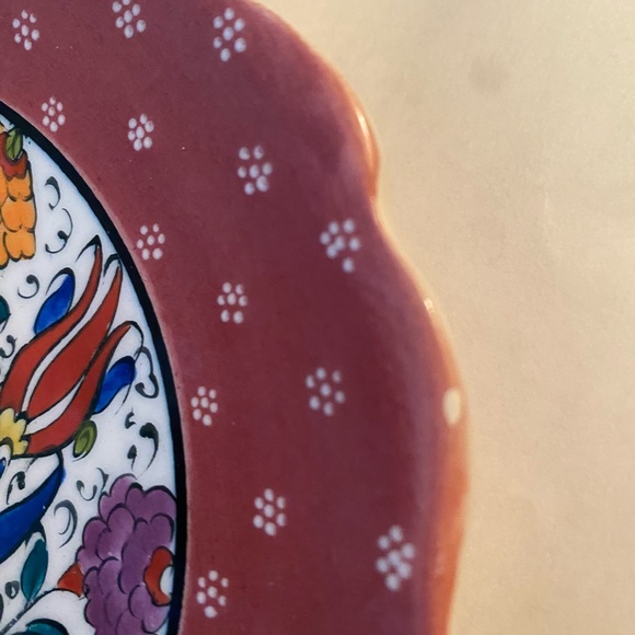 Authentic Signed Vintage Turkish Ceramic Hand Painted 7” Decorative Plate - Picture 9 of 10